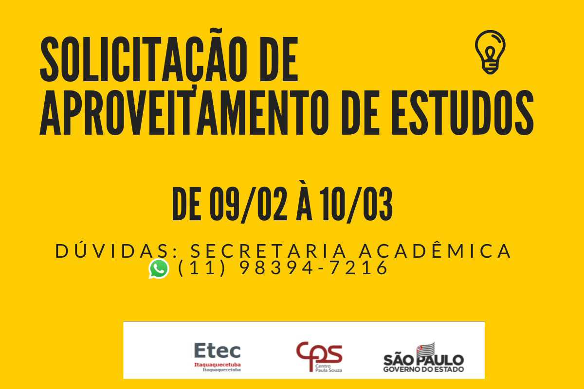 Solicitação de aproveitamento de estudos