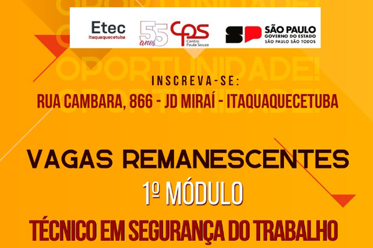 Vagas Remanescente 1º Modulo de Seg do Trabalho